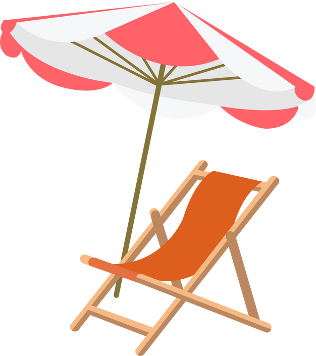 Beach Chair and Umbrella Illustration